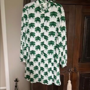 H&M Tropical Green Leaf Print Dress